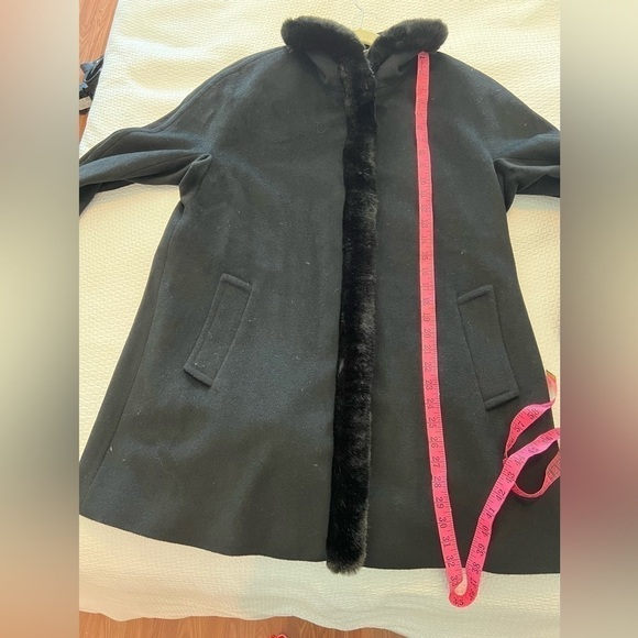 Ellen Tracy wool blend faux fur trim coat - Picture 12 of 16